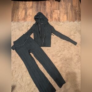 Women's Knit Hooded Set - Dark Green